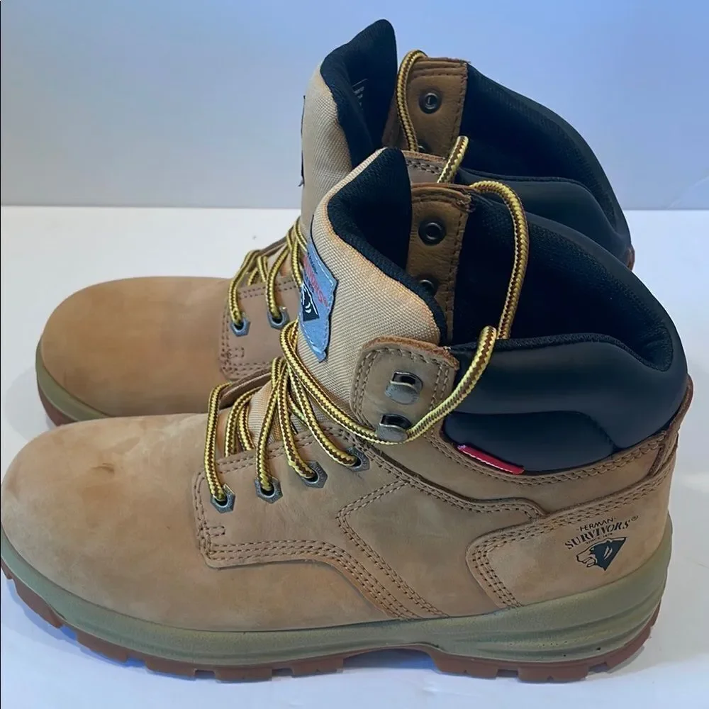 Tan High-Top steel Toe Ankle Boots with Padded Collar
